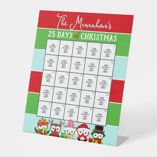 クリスマスアクティビティの25日の休日フール 台座サイン (正面)
