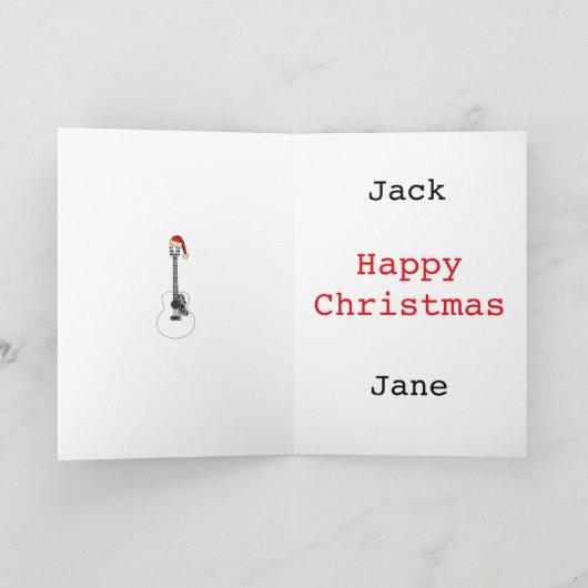クリスマスアコースティックギターアートおもしろいフェスティバル音楽 カード (内部)