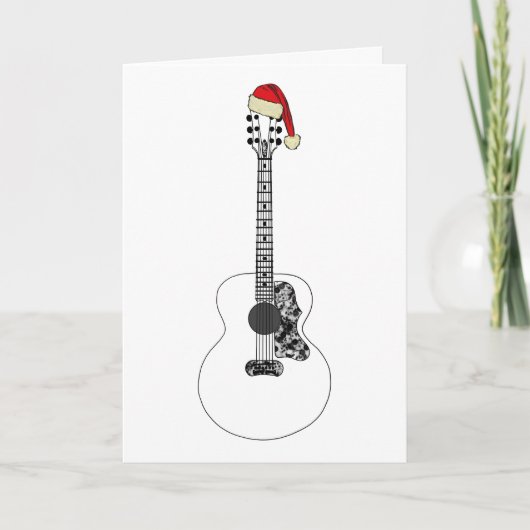 クリスマスアコースティックギターアートおもしろいフェスティバル音楽 カード (正面)
