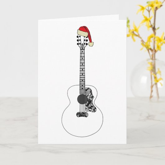クリスマスアコースティックギターアートおもしろいフェスティバル音楽 カード (黄色い花)