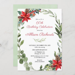 クリスマスアダルツ誕生日赤緑フローラ 招待状