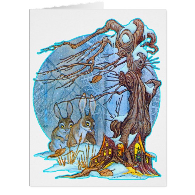 クリスマスアットクリスマスホールオーバーサイズのグリーティングカード (正面)