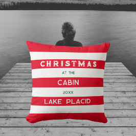 クリスマスアットザキャビンレッド航海のストライプレイク クッション