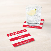 クリスマスアットザキャビンレッド航海のストライプレイク スクエアペーパーコースター (インサイチュ)