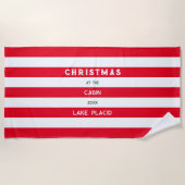 クリスマスアットザキャビンレッド航海のストライプレイク ビーチタオル (正面)