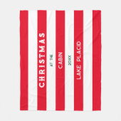 クリスマスアットザキャビンレッド航海のストライプレイク フリースブランケット (正面)