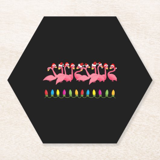 クリスマスアットザビーチデザインフラミンゴサンタ ペーパーコースター (正面)
