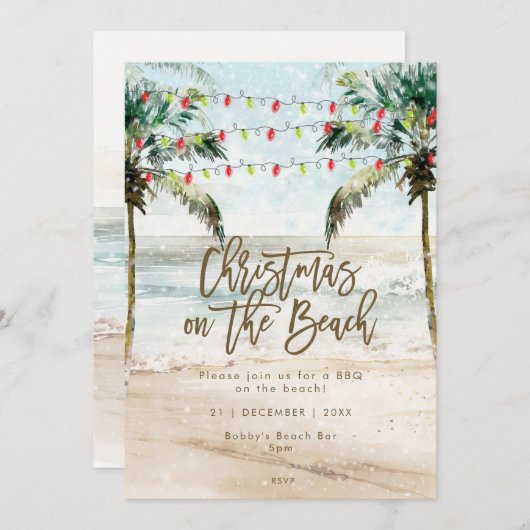 クリスマスアットザビーチパーティの招待状 招待状 (正面/裏面)