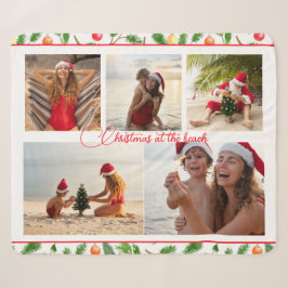 クリスマスアットザビーチ5 Photo Collage モダン シェルパブランケット