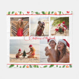 クリスマスアットザビーチ5 Photo Collage モダン フリースブランケット