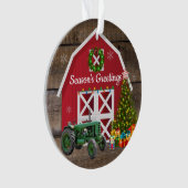 クリスマスアットザファームトラクタツリーレッドバーン オーナメント (正面)