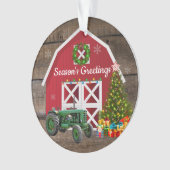 クリスマスアットザファームトラクタツリーレッドバーン オーナメント (正面)