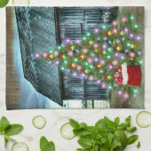 クリスマスアットザファームバ素朴ン キッチンタオル (折り畳み)