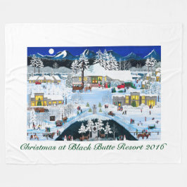 クリスマスアットブラックブッテリゾートフリースブランケット フリースブランケット