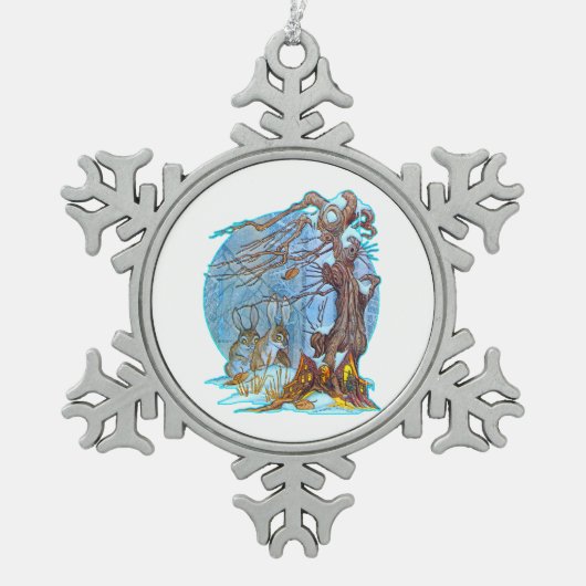 クリスマスアット小妖精や小人ホールオーナメント スノーフレークピューターオーナメント (正面)