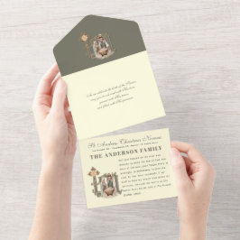 クリスマスアドデンス祈りの言葉ノベパーソナライズされたナ オールインワン招待状