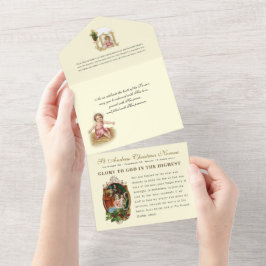 クリスマスアドバンス祈りの言葉ヴィンテージ宗教ノベナ オールインワン招待状