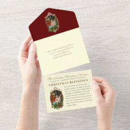 クリスマスアドバンス祈りの言葉ヴィンテージ宗教ノベナ オールインワン招待状
