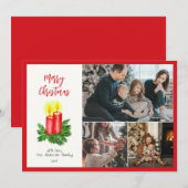 クリスマスアドベンチャーキャンドルのスピリット3フォトレッド シーズンカード (正面/裏面)