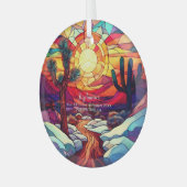 クリスマスアドベンチャージョシュアツリーカリフォルニアハイキング ガラスオーナメント (正面左)