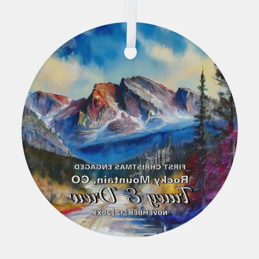 クリスマスアドベンチャーロッキーマウンテンコロラド ガラスオーナメント (裏面)