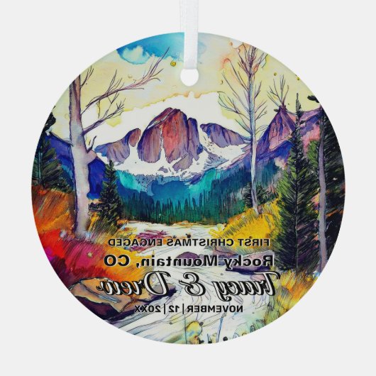 クリスマスアドベンチャーロッキーマウンテンコロラド ガラスオーナメント (裏面)