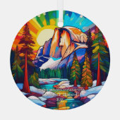 クリスマスアドベンチャー誕生日ステンドグラスヨセミテ ガラスオーナメント (裏面)