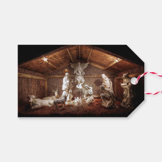 クリスマスアドベンツイエズス出生マンガーシーン ギフトタグ (正面(横))