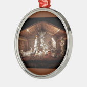 クリスマスアドベンツイエズス出生マンガーシーン メタルオーナメント (左)