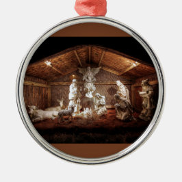 クリスマスアドベンツイエズス出生マンガーシーン メタルオーナメント