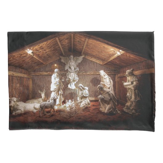 クリスマスアドベンツイエズス出生マンガーシーン 枕カバー (正面左)
