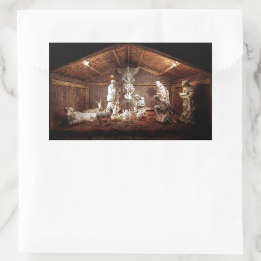 クリスマスアドベンツイエズス出生マンガーシーン 長方形シール (バッグ)
