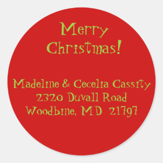 クリスマスアドレスのステッカーラベル ラウンドシール