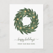 クリスマスアドレスリースと金ゴールド星 シーズンポストカード (正面)