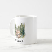 クリスマスアニマルカップル新婚白黒アート コーヒーマグカップ (正面左)