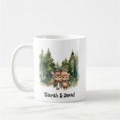 クリスマスアニマルカップル新婚白黒アート コーヒーマグカップ (左)