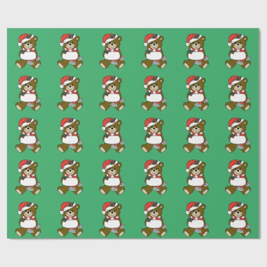 クリスマスアニマルサンタテディベアアート ラッピングペーパー (フラット)