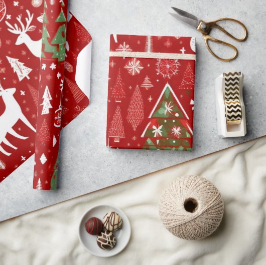 クリスマスアニマルズサンタクロース包装紙 ラッピングペーパー (クラフト)