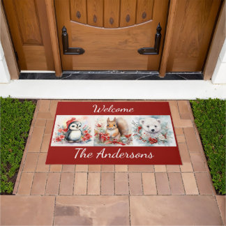 クリスマスアニマルズペンギン極熊の名前を追加 ドアマット