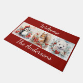 クリスマスアニマルズペンギン極熊の名前を追加 ドアマット (アングル)