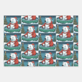クリスマスアニマルズ、ライオン、ホッキョクグマ&ロバ ラッピングペーパーシート (正面2)