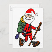 クリスマスアニメをハイキングするかわいいサンタクロース シーズンポストカード (正面/裏面)