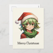 クリスマスアニメ小妖精や小人ポートレート シーズンポストカード (正面/裏面)
