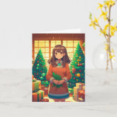 クリスマスアニメC - AI カード (黄色い花)