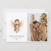 クリスマスアニュアルファミリーレビューかわいいボホベビーエンジェル シーズンカード (正面)