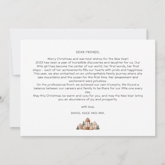 クリスマスアニュアルファミリーレビューかわいいボホベビーエンジェル シーズンカード (裏面)