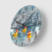 クリスマスアヒル ラウンド壁時計 (傾斜)