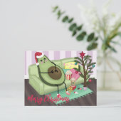 クリスマスアボカド葉書 ポストカード (スタンド正面)