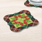 クリスマスアマリリス・プレイド・コースター ペーパーコースター (アングル)