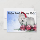 クリスマスアメリカのエスキモの子犬 招待状 (正面)